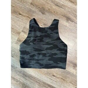 Athleta Conscious Crop Top Sports Bra Size Small Camo Black Tank Cropped